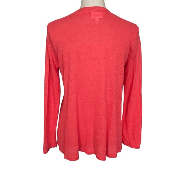 J. Jill Love Linen Coral Pink Open Front Linen Cardigan Women’s Size XS Petite - Picture 4 of 8